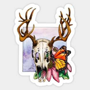 Deer Skull & Butterfly Sticker